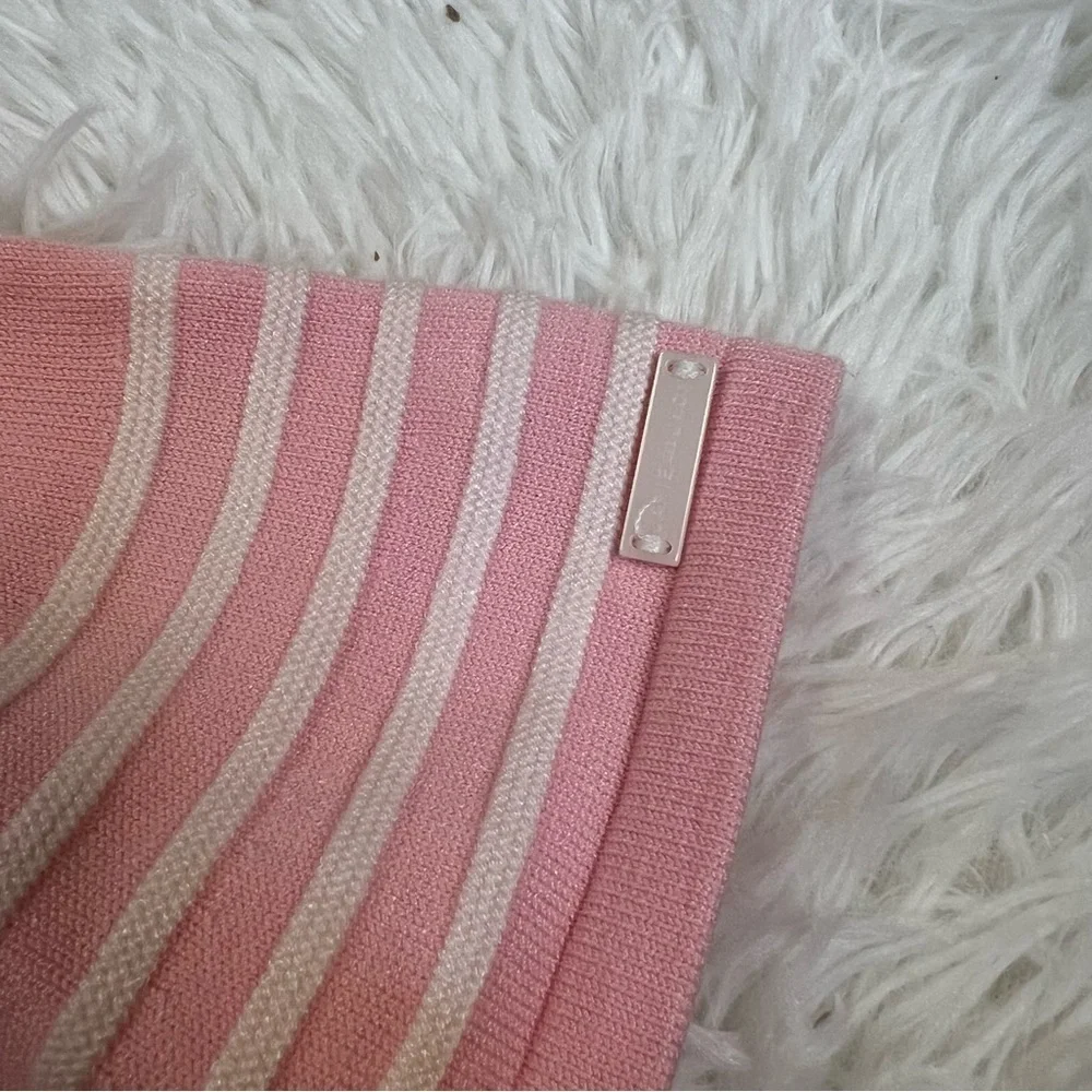 Janie and Jack Baby Pink Striped Knit Short Sleeve Fit and Flare Baby Dress - Picture 5 of 6